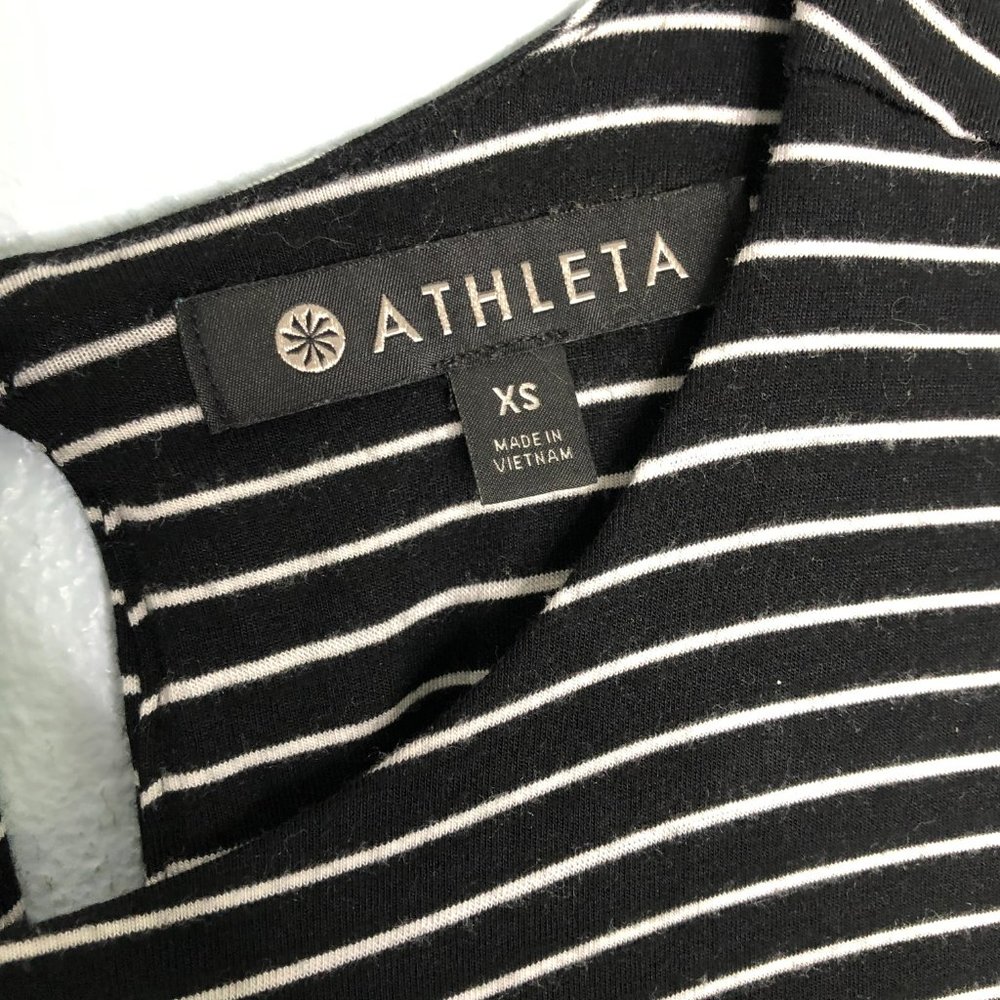 Athleta Black + White Striped Lenzing Modal Twist Dress XS Womens - Picture 2 of 8